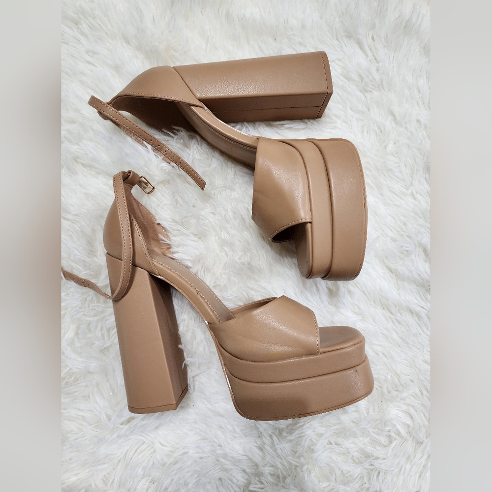 Elegant Tan Platform Heels